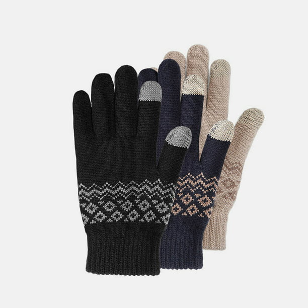 Men Women Winter Knit Touch Screen Gloves Smart Phone Tablet Full Finger Mittens 